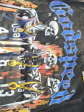 Godspeed Dream Team Basketball Tee in Black with Blue and Yellow Accents